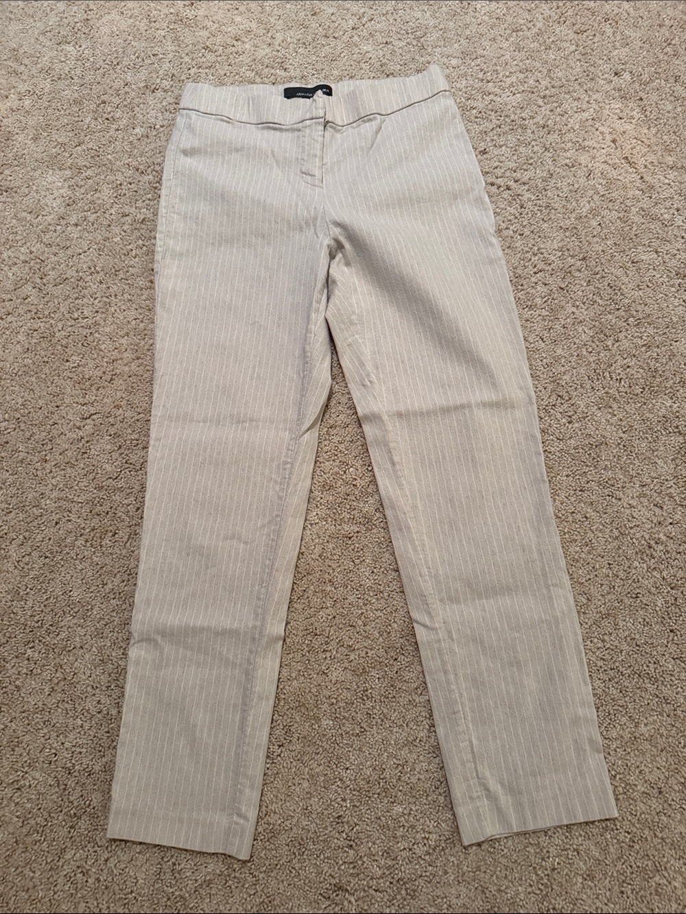 Amanda & Chelsea Beige Pinstripe Cropped Pants